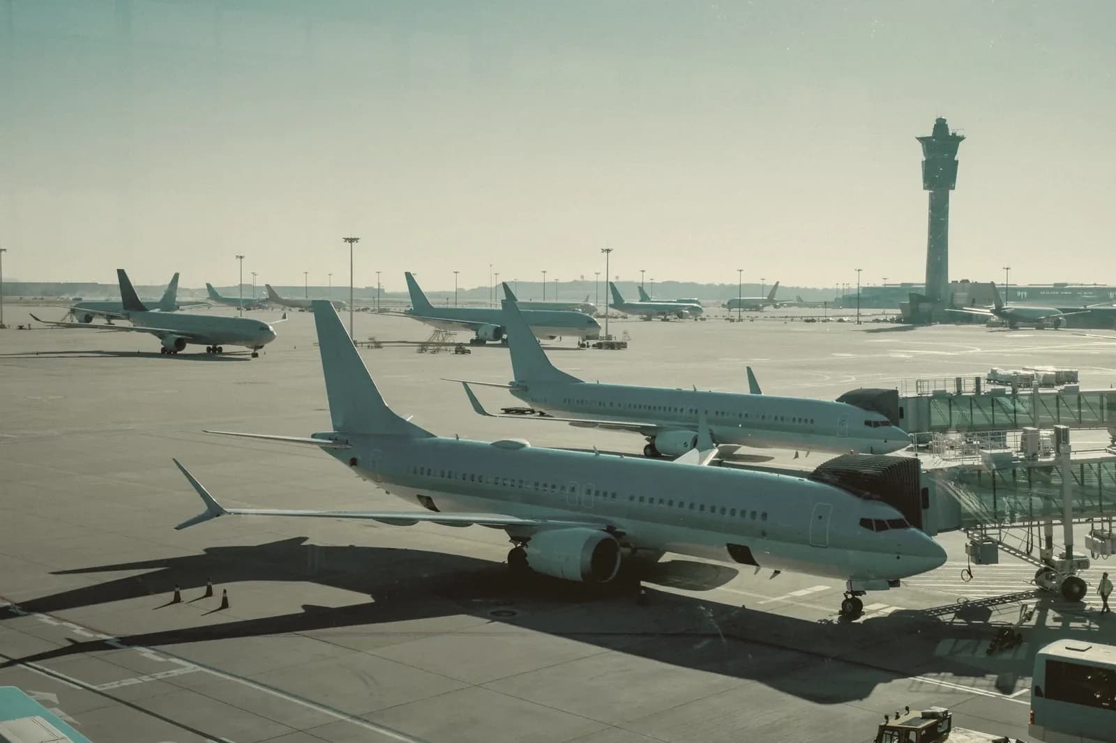 인천국제공항 계류장과 관제탑